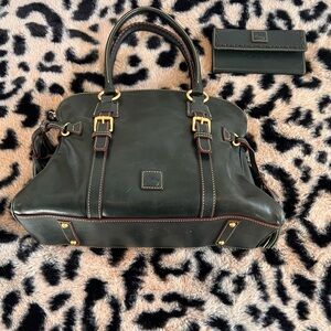 Dooney & Bourke - Florentine Leather Domed Buckle Satchel  Teal/Ivy